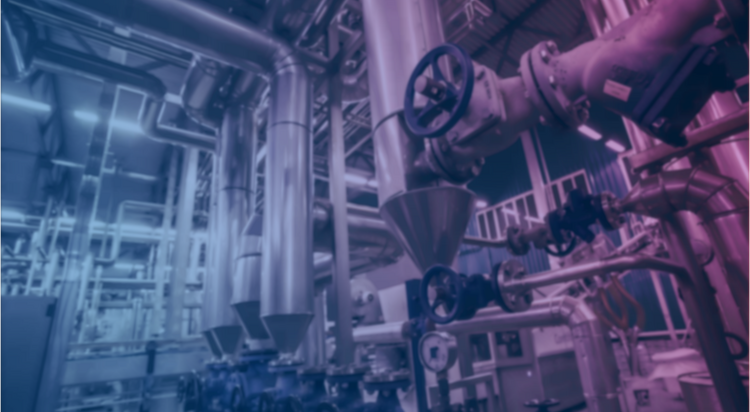 Industrial pipework and valves inside a processing plant